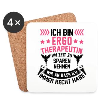 Ergotherapeutin hat immer Recht Ergotherapie - Untersetzer (4er-Set) - Weiß - Vorne