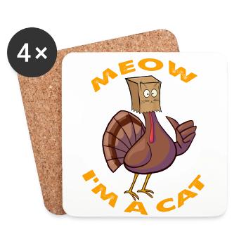 Thanksgiving Funny Turkey Fake Cat Retro Frauen Männer - Untersetzer (4er-Set) - Weiß - Vorne