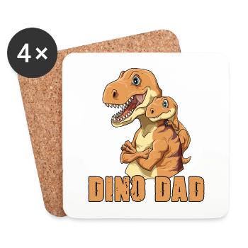 Dino Dad Vater und Baby Papa Vatertag - Untersetzer (4er-Set) - Weiß - Vorne