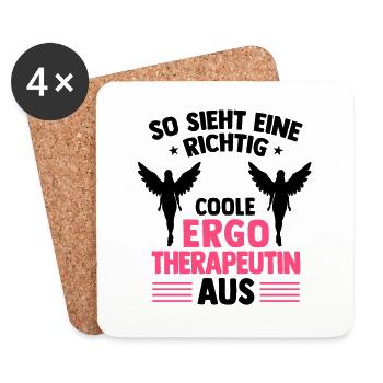 Richtig coole Ergotherapeutin Ergotherapie - Untersetzer (4er-Set) - Weiß - Vorne
