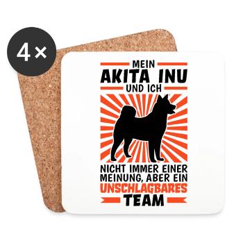 Mein Akita Inu und Ich sind unschlagbar - Untersetzer (4er-Set) - Weiß - Vorne