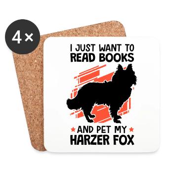 Bücher lesen und Harzer Fuchs streicheln Hütefuchs - Untersetzer (4er-Set) - Weiß - Vorne