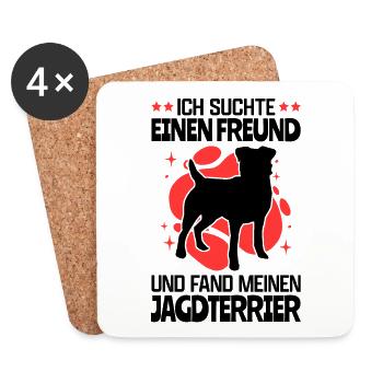 Suchte einen Freund und fand meinen Jagdterrier - Untersetzer (4er-Set) - Weiß - Vorne