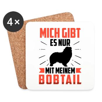 Nur mit meinem Bobtail Old English Sheepdog - Untersetzer (4er-Set) - Weiß - Vorne
