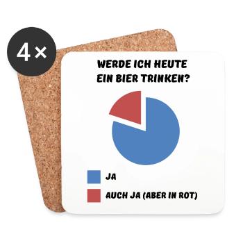 Heute Bier Trinken - Ja wir werden eskalieren und - Untersetzer (4er-Set) - Weiß - Vorne