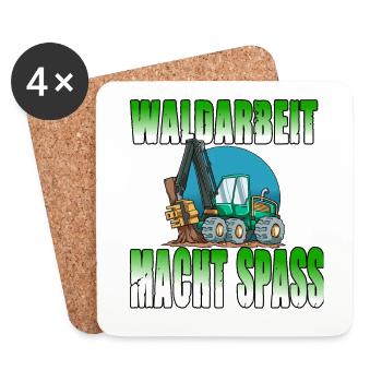 Waldarbeit macht Spass - Untersetzer (4er-Set) - Weiß - Vorne