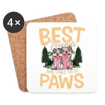 Best Friends Are Ones With Paws - Untersetzer (4er-Set) - Weiß - Vorne