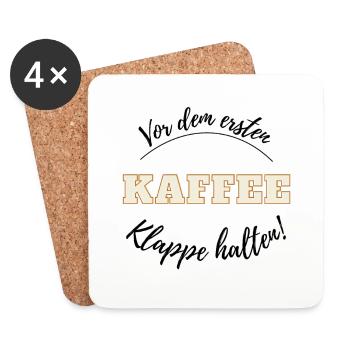 Vor dem ersten Kaffee - Notwehr - Klappe halten - Untersetzer (4er-Set) - Weiß - Vorne