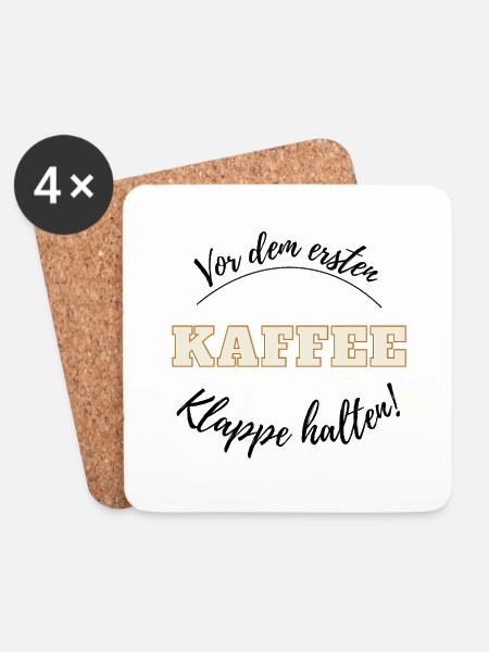 Vor dem ersten Kaffee - Notwehr - Klappe halten - Untersetzer (4er-Set) - Weiß