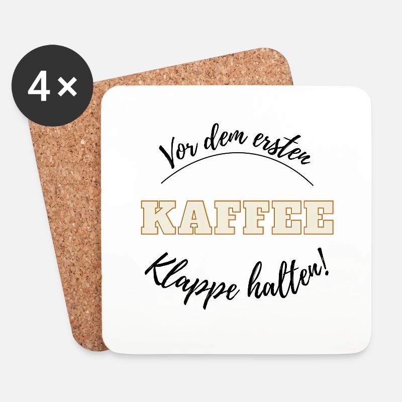 Vor dem ersten Kaffee - Notwehr - Klappe halten - Untersetzer (4er-Set) - Weiß