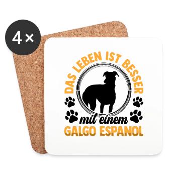 Das Leben ist besser mit einem Galgo Espanol - Untersetzer (4er-Set) - Weiß - Vorne