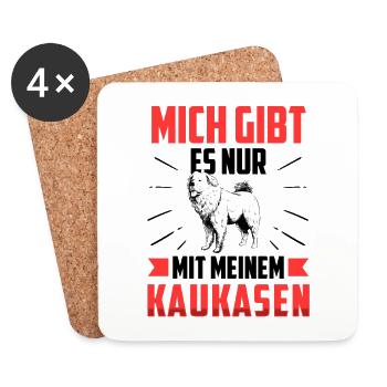 Nur mit meinem Owtscharka Kaukasischer Owtscharka - Untersetzer (4er-Set) - Weiß - Vorne