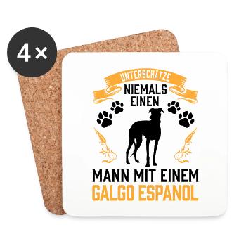 Unterschätze nie einen Mann mit Galgo Espanol - Untersetzer (4er-Set) - Weiß - Vorne