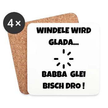 Windele wird Glada - Schwäbischer Papa Dialekt - Untersetzer (4er-Set) - Weiß - Vorne