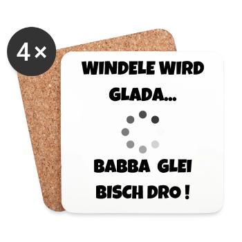 Für schwäbische Eltern - Windel wird Glada - Untersetzer (4er-Set) - Weiß - Vorne
