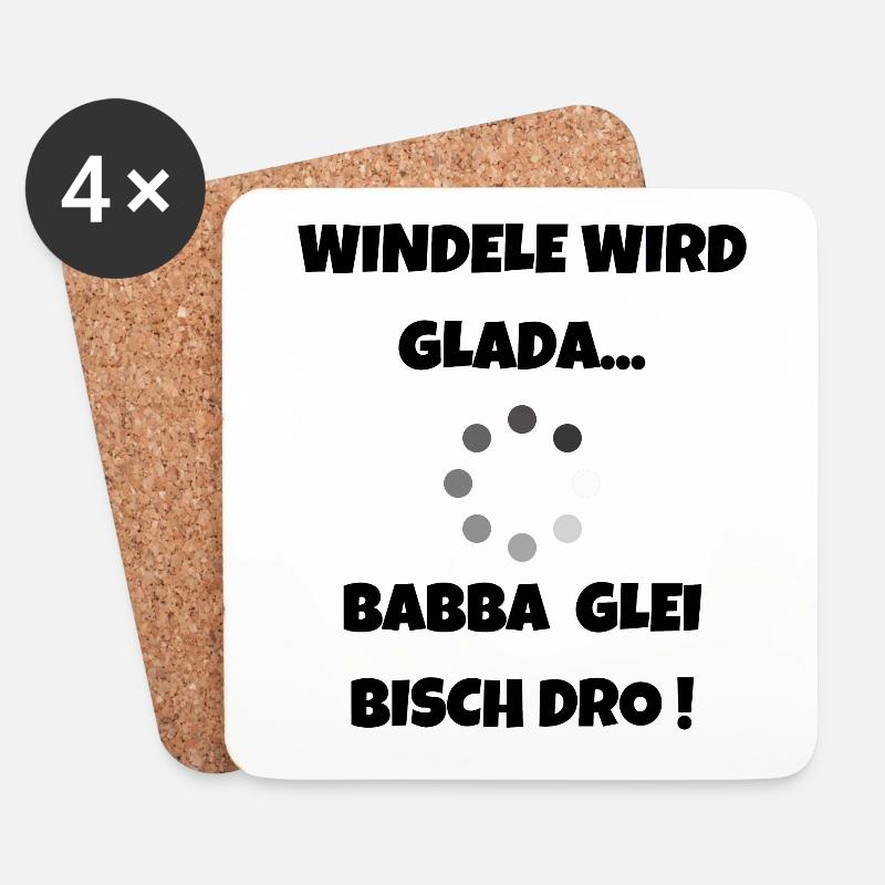 Für schwäbische Eltern - Windel wird Glada - Untersetzer (4er-Set) - Weiß
