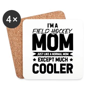 Maman de hockey sur gazon - Dessous de verre (lot de 4) - blanc - Devant
