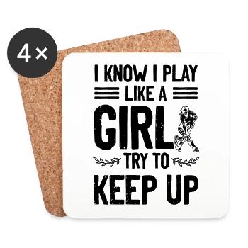 Fille de hockey sur gazon - Dessous de verre (lot de 4) - blanc - Devant