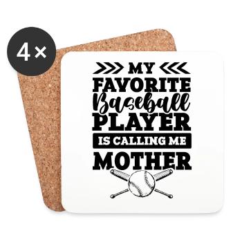baseball mother - Untersetzer (4er-Set) - Weiß - Vorne