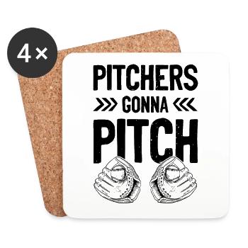 Lanceur de baseball - Dessous de verre (lot de 4) - blanc - Devant