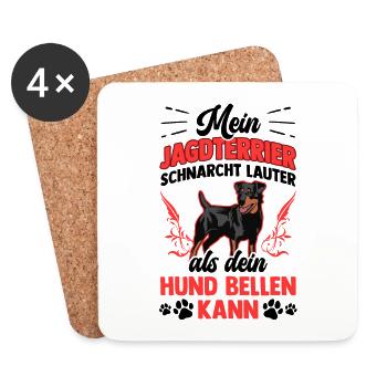 Jagdterrier schnarcht lauter Deutscher Jagdterrier - Untersetzer (4er-Set) - Weiß - Vorne