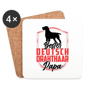 Deutsch Drahthaar Papa Deutsch Drahthaar - Untersetzer (4er-Set) - Weiß - Vorne