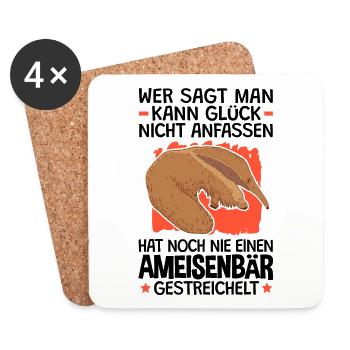 Ameisenbär Glück anfassen Ameisenfresser - Untersetzer (4er-Set) - Weiß - Vorne