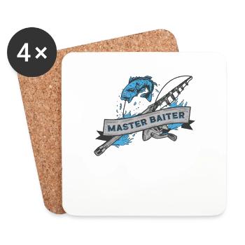 Master Baiter Rutenfischer Fischfischer Angeln - Untersetzer (4er-Set) - Weiß - Vorne