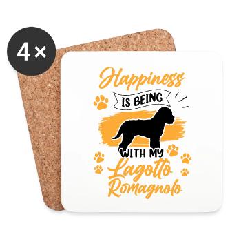 Lagotto Romagnolo fait le bonheur du chien truffier - Dessous de verre (lot de 4) - blanc - Devant