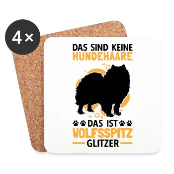Wolfsspitz Glitzer deutscher Spitz Keeshond - Untersetzer (4er-Set) - Weiß - Vorne
