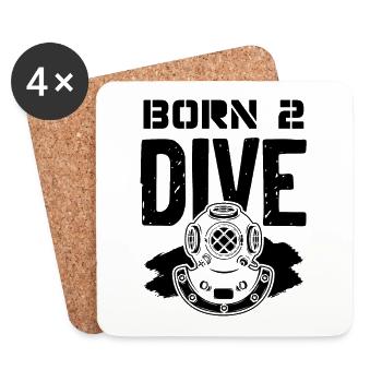 Born to dive - Coasters (set of 4) - white - Front