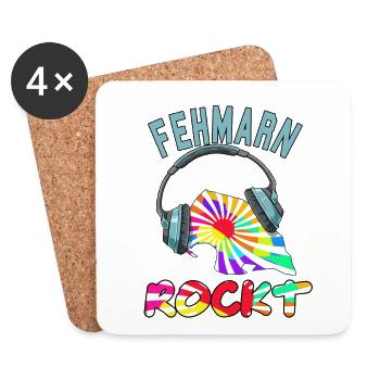 Fehmarn Rockt - Untersetzer (4er-Set) - Weiß - Vorne