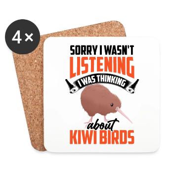 Kiwi Bird drôle Saying New Zealand Kiwi - Dessous de verre (lot de 4) - blanc - Devant