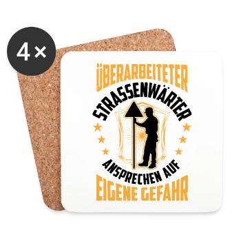 Überarbeiteter Straßenwärter Straßenwart - Untersetzer (4er-Set) - Weiß - Vorne