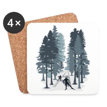 Cross-country skiing, cross-country skiing, biathlon, winter sports - Coasters (set of 4) - white - Front