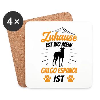 Zuhause ist wo mein Galgo ist Galgo Espanol - Untersetzer (4er-Set) - Weiß - Vorne