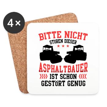Den Asphaltbauer nicht stören Asphaltierer - Untersetzer (4er-Set) - Weiß - Vorne