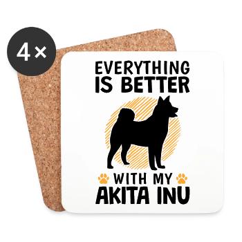 All better with Akita Inu Japanese Spitz - Coasters (set of 4) - white - Front