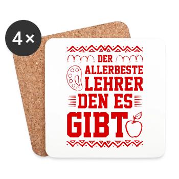 Allerbester Lehrer - Untersetzer (4er-Set) - Weiß - Vorne