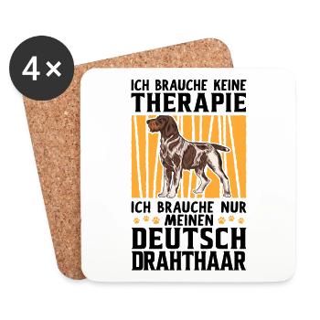 Deutsch Drahthaar keine Therapie Jagdhund - Untersetzer (4er-Set) - Weiß - Vorne