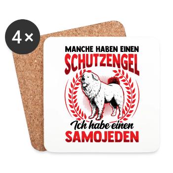 Ich habe einen Owtscharka Kaukasischer Owtscharka - Untersetzer (4er-Set) - Weiß - Vorne