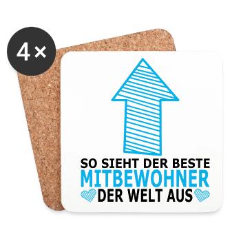 Mitbewohner für WG Abschiedsgeschenk Auszug - Untersetzer (4er-Set) - Weiß - Vorne