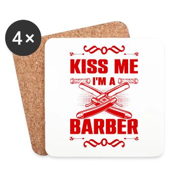 Embrasse-moi Barbier - Dessous de verre (lot de 4) - blanc - Devant