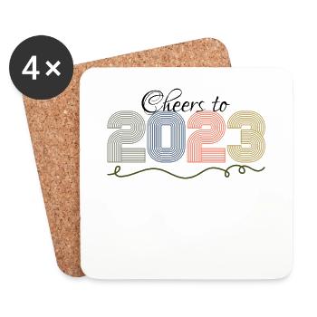 Cheers To 2023 Wine Hello 2023 Happy New Year - Coasters (set of 4) - white - Front
