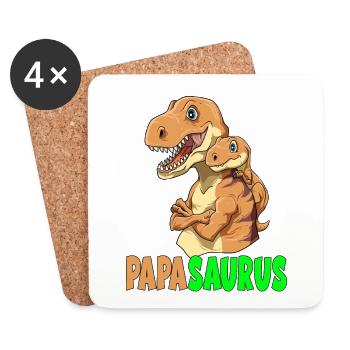 Papasaurus Dino Sohn Papa Vatertag Dinosaurier - Untersetzer (4er-Set) - Weiß - Vorne