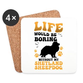 Shetland Sheepdog langweilig britischer Sheepdog - Untersetzer (4er-Set) - Weiß - Vorne