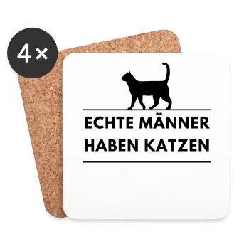 Echte Männer Haben Katzen Cat Dad - Untersetzer (4er-Set) - Weiß - Vorne