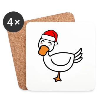 Ente Comic Weihnachten Xmas - Untersetzer (4er-Set) - Weiß - Vorne