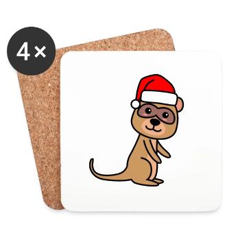 Suricate Comic Noël Noël - Dessous de verre (lot de 4) - blanc - Devant