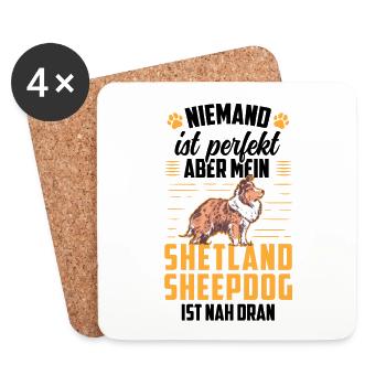 Shetland Sheepdog ist perfekt britischer Sheepdog - Untersetzer (4er-Set) - Weiß - Vorne